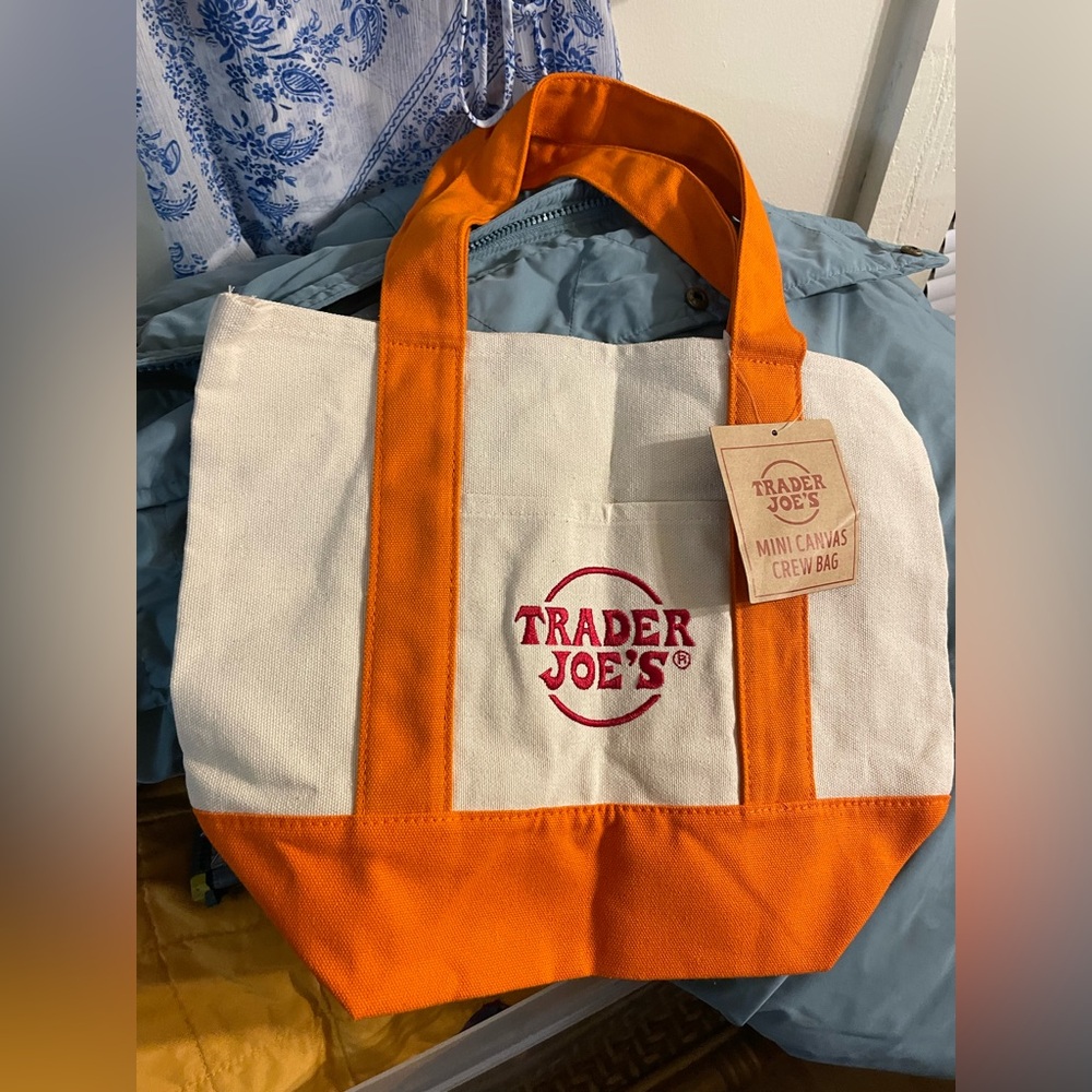 Trader Joe's Canvas Tote with Orange Accents